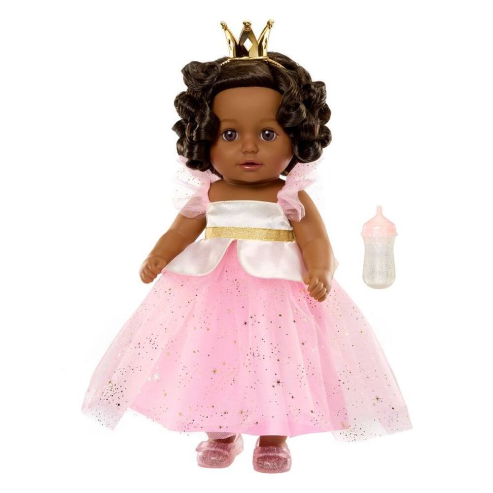 BABY Born Princess Doll Harper Pink Gown w/ Crown - Black Hair Brown Eyes & Skin